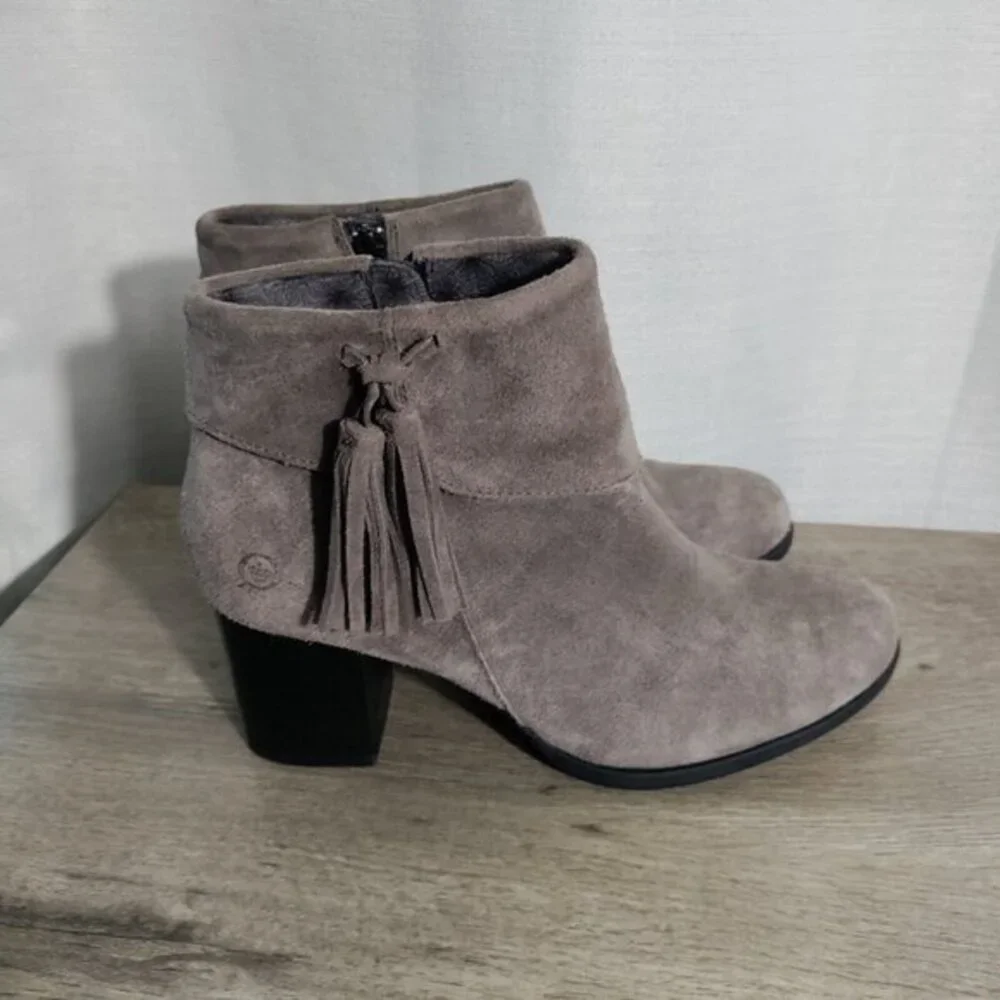 Born Womens Mauvide Side‎ Zip  Casual Tassel Ankle Boots Booties Size 7.5 M